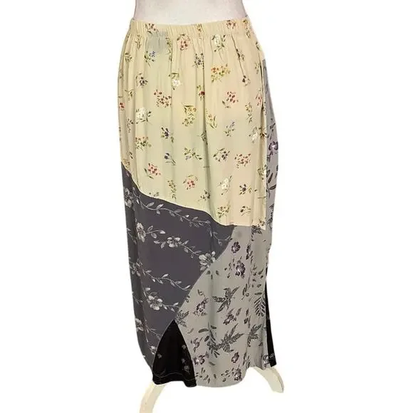 Nannette Keller Size XL Patchwork Floral Maxi Skirt Pull On Cottage Whimsy - Picture 2 of 6